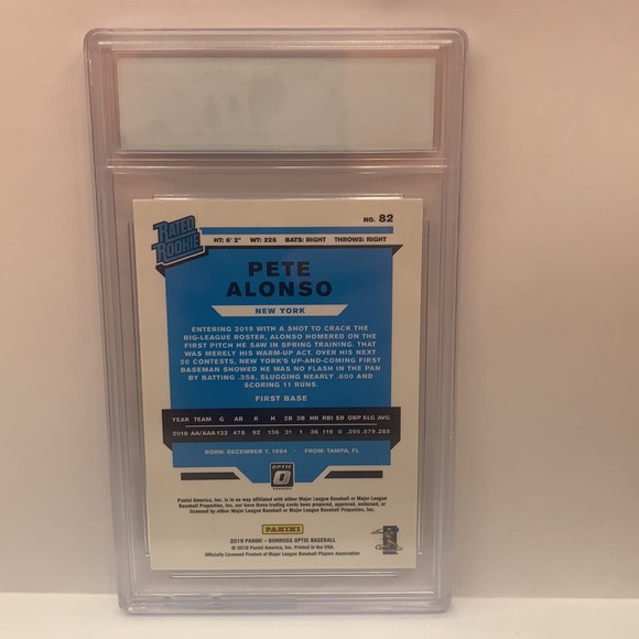 2019 Donruss Optic Pete Alonso Rated Rookie #82 GMG Graded 10 (MISC7) - Picture 2 of 3